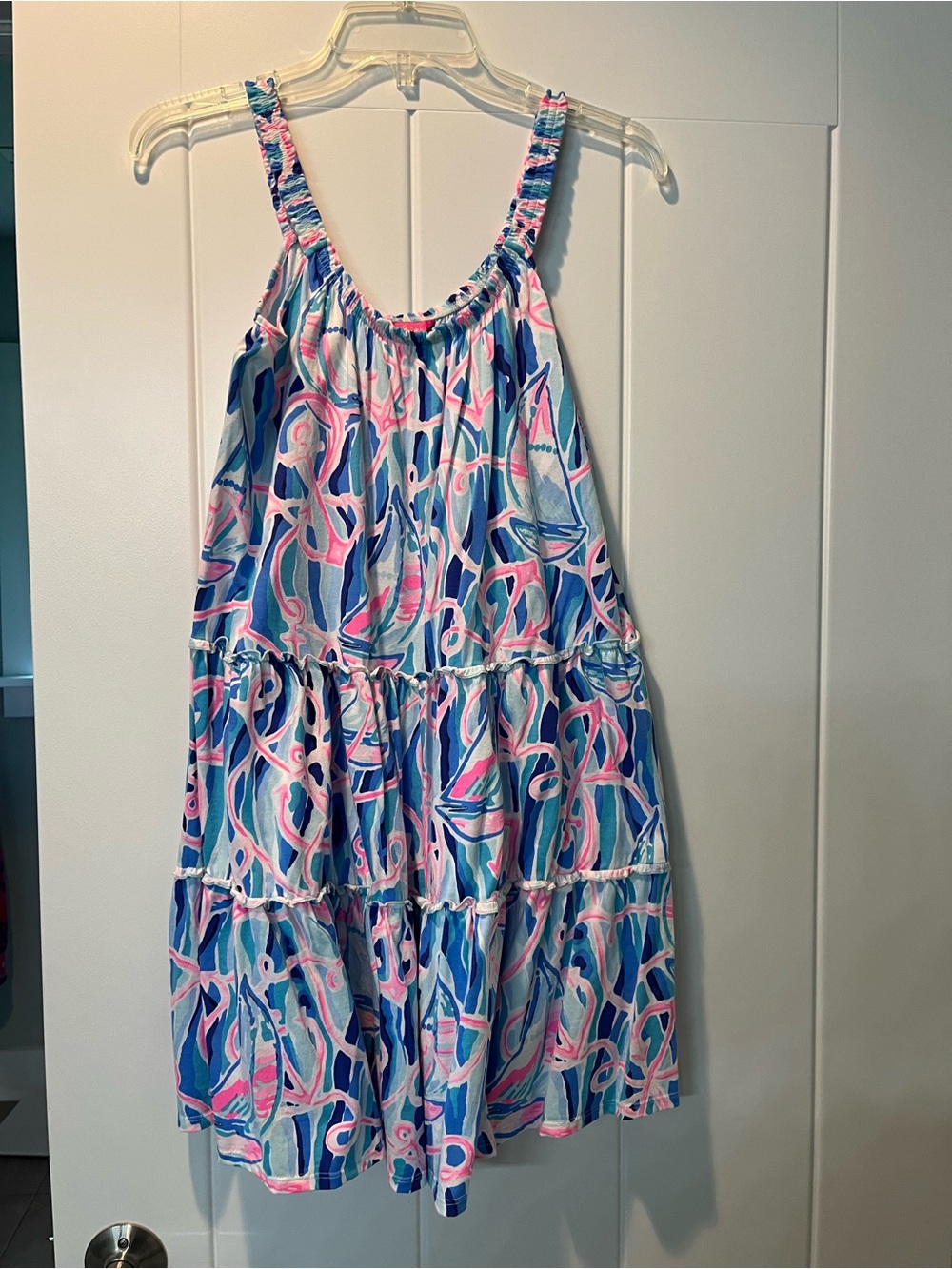Lilly Pulitzer womens Blue, Pink & White Tiered Sundress